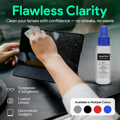 OPTIPAK Sparkle Anti-Reflective Lens Cleaner Spray kit | (1) 1oz Glasses Cleaner Spray + (1) Microfiber Cloth for Eyeglasses, Sunglasses, Lenses, Screens and Camera Cleaning Kit (2 Piece Set)