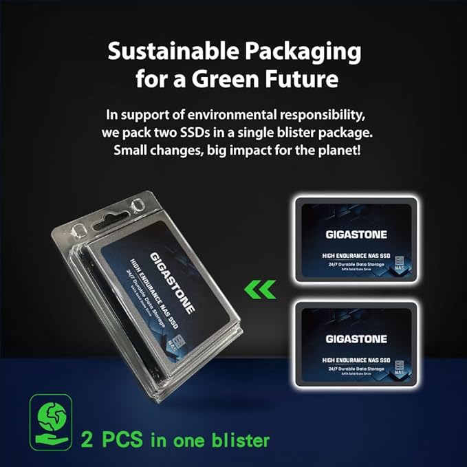 Gigastone 1TB NAS SSD Drive (24-Pack) 24/7 Durable TLC High Endurance RAID Data Storage Network Attached Storage 2.5" SATA Internal Solid State Hard Drives