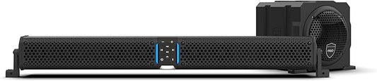 wet sounds Package - Black Stealth XT-8, 8 Speaker High Powered Sound Bar w/Remote and AS-10 10" 500 Watt Powered Stealth Subwoofer