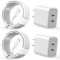 iPhone Charger [Apple MFi Certified] 2Pack PD Dual USB C Charger Block Fast Charging Wall Charge Plug with 10FT Long Rapid Type C - Lightning Cable Apple Charge for iPhone 14/13/12/11/XS/XR/SE, iPad