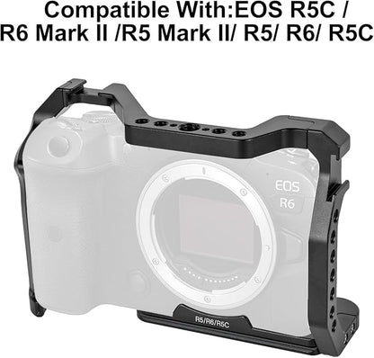 R5 ii/R5/R6/R5C/R6 ii Camera Cage,R5 Mark ii/R6 Mark ii Cage with Cold Shoe and ARRI Interface for EOS R5C/R6 Mark II/R5 Mark II/R5/R6/R5C
