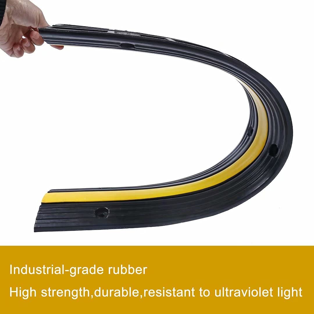 YONSHENG Rubber Cable Ramp Cord Cover Cable Protector Ramps Wire Hose Protective 1 Channel 22000Lbs Load Capacity Traffic Speed Bump for Asphalt Concrete Gravel Driveway Indoor Outdoor, 4 Pack