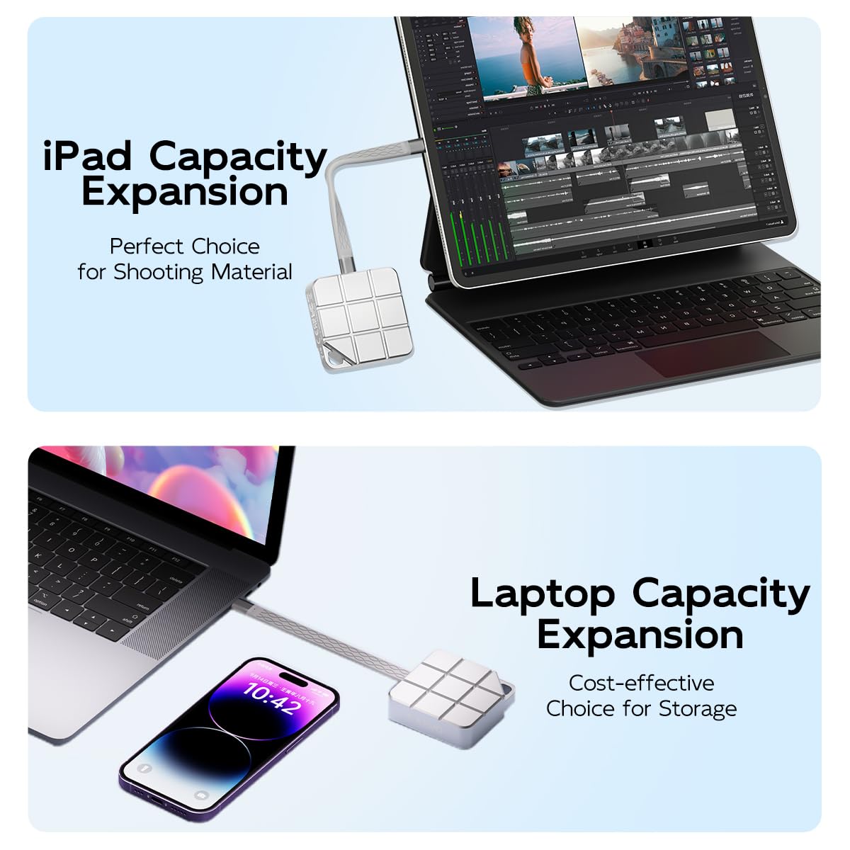 MAIWO 256GB Portable External Solid State Drive Build-in M.2 2230 PCIe NVMe SSD, USB C 3.2 Up to 1050MB/s, Mini Cute PSSD for iPhone 15 16 17 Pro Max MacBook Pro Air, Aluminum (Silver)