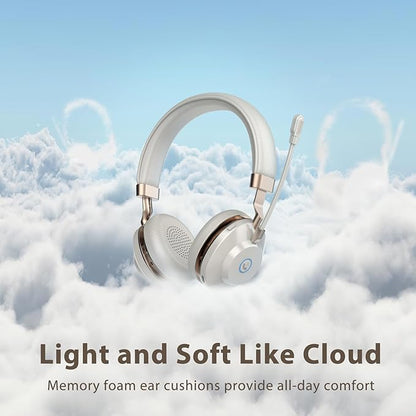 Wireless Headset, Bluetooth Headset with Microphone, AI Noise Canceling Mic & USB Dongle, 45 Hrs Working Time V5.3 Wireless Headphones with Mic Mute for PC/Laptop/Office/Call Center/Zoom/Home