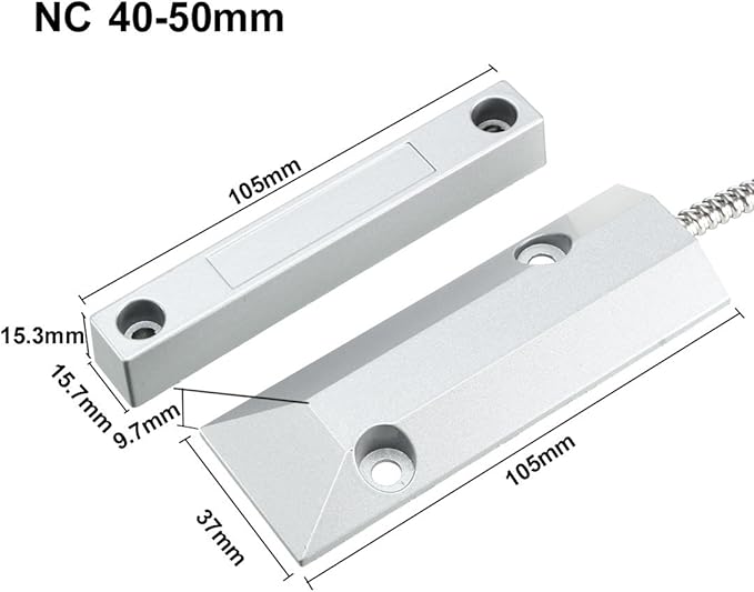 uxcell Rolling Door Contact Magnetic Reed Switch Alarm with 2 Wires for N.C. Applications OC-55