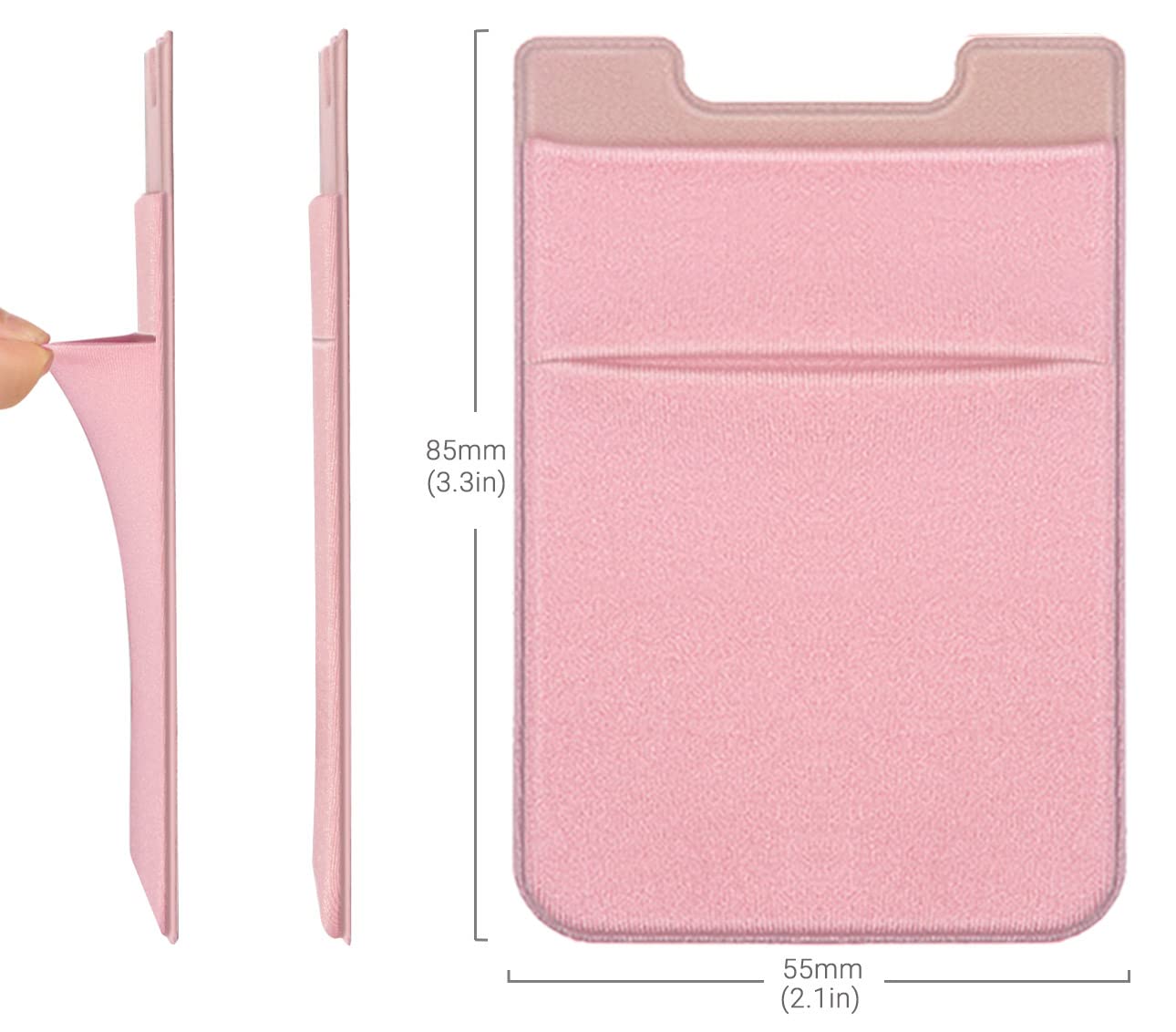 OBVIS Stick On Wallet Sleeve Cell Phone Card Holder, 2 Pack Pink