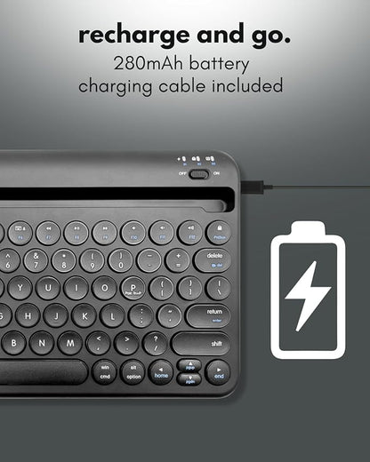 Macally Bluetooth Keyboard for Tablet | Wireless Keyboard for iPad mini/Air/Mini, iPhone (Multi-Device, Built-in Stand, Rechargeable) Easy to Use and Cute Portable