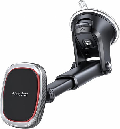 APPS2Car Magnetic Phone Mount, Dashboard Windshield Suction Cup Car Phone Holder Phone Mount with 6 Strong Magnets, Adjustable Telescopic Arm, Compatible with iPhone/Pro/Max/All Smart Phones