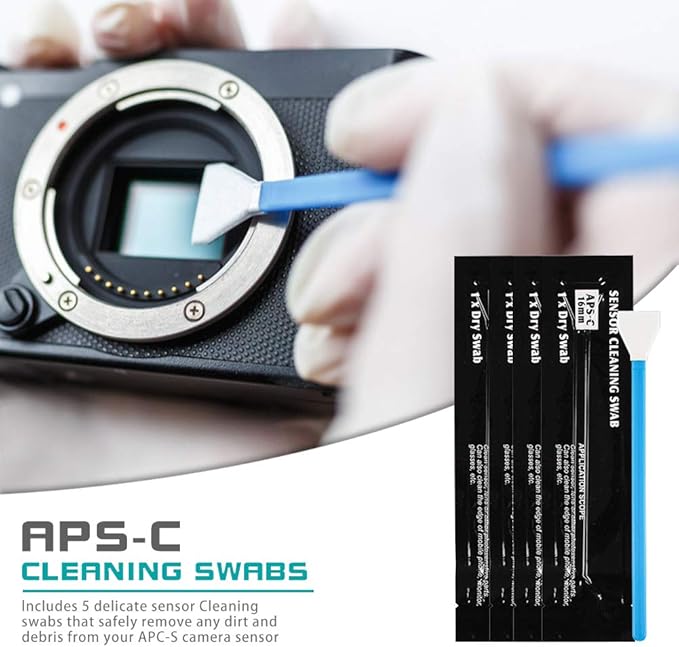 Professional Camera Cleaning Kit (with Waterproof Case),Including Cleaning Solution/5 APS-C Cleaning Swabs/Lens Pen/Air Blower/Cleaning Cloth for DSLR Cameras(Canon,Nikon,Sony)