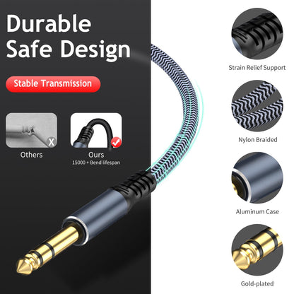 TAISUSAN 1/4 inch 10ft Stereo Headphone Guitar Cable, Male to Female, Quarter inch Headphone Extension