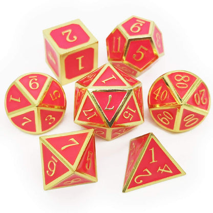 Haxtec Metal DND Dice Set, 7 Pcs Glow in the Dark Polyhedral Dice for RPG