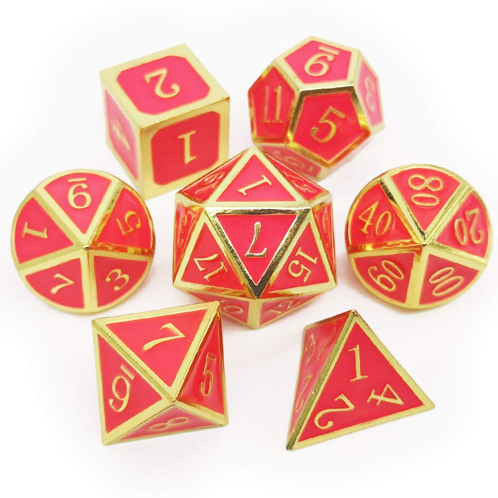 Haxtec Metal DND Dice Set, 7 Pcs Glow in the Dark Polyhedral Dice for RPG