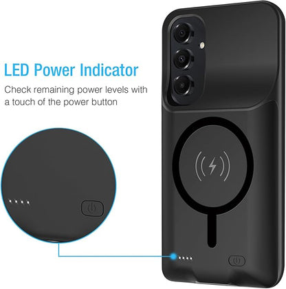 Battery Case for Galaxy A16/A17,Enhanced 10000mAh Portable Protective Wireless Charging Case Support Carplay Compatible with Galaxy A16 A17(6.7 inch) Rechargeable Extended Battery Charger Cover-Black