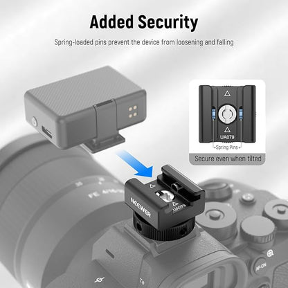 NEEWER Cold Shoe Mount Adapter Compatible with DJI Mic 2 Rode Wireless GO II Hollyland Saramonic NEEWER Wireless Mini Microphone, Anti Interference Offset Contact Design for Speedlite Flash, UA079
