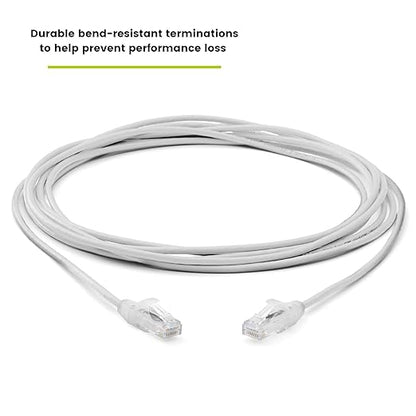 TRUECABLE Cat6 Component Rated Patch Cable, Unshielded (U/UTP), 14ft, White, 28AWG Solid Copper, Snagless 10G High-Speed Ethernet Cable, PoE++ 4PPoE 100W, UL Listed, RoHS-3, 5 Pack