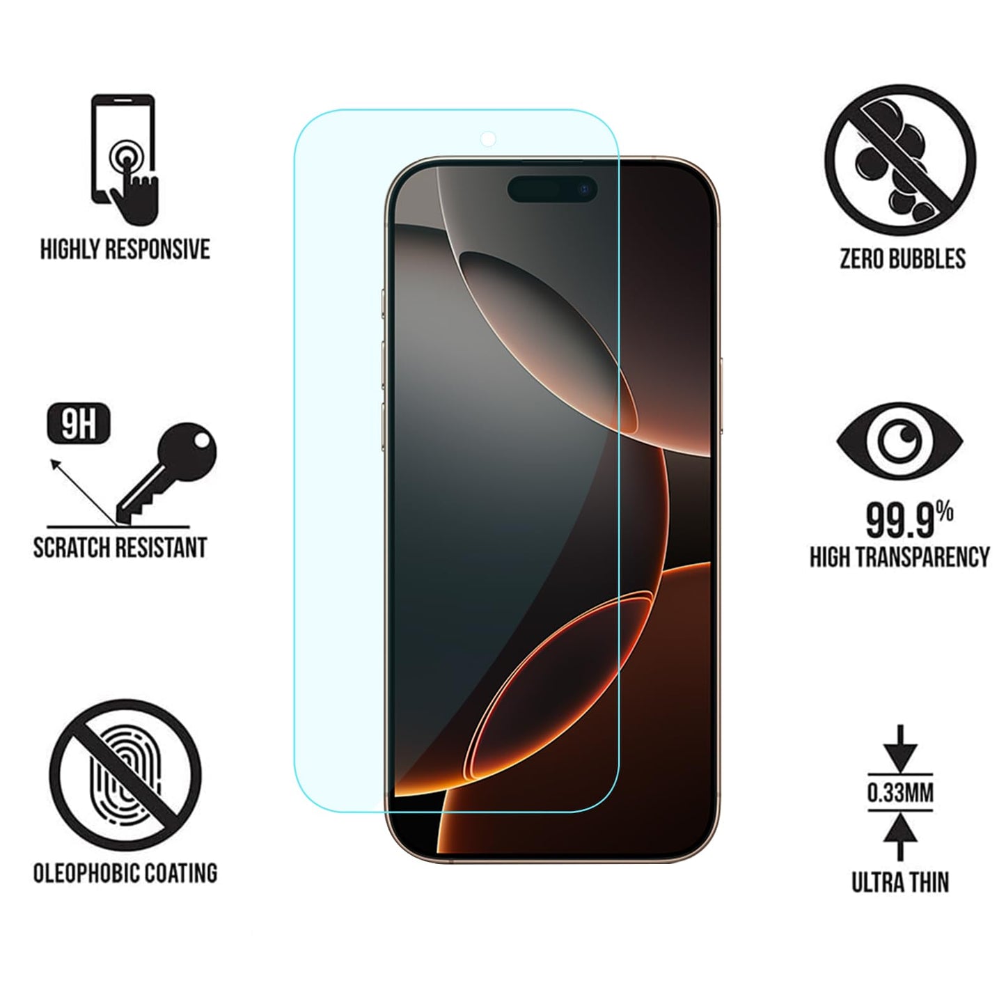 Focuses 4 Pack Anti Blue Light Screen Protector for iPhone 16 Pro Max [6.9 inch] with Installation Frame,9H+ Anti Blue Light Tempered Glass, Anti-Scratch, Case Friendly