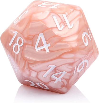 20 Sided DND Dice,D20 Giant Polyhedral Dice,55mm Titan Large Pearl Color D20 Dice,20 Sided Cube D&D Dice Set for Dungeons and Dragons, RPG, MTG Table Games(Beige Pearl)