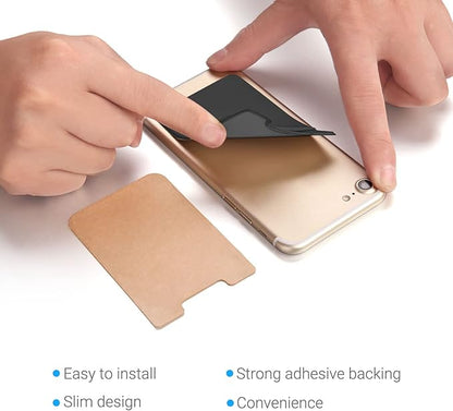 2 Pack Stick On Wallet Sleeve Cell Phone Pocket Card Holder Pocket Pouch for iPhone Android Smartphone (2 Pack BLACK)