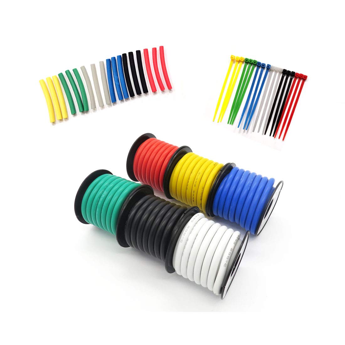 Fermerry 24 AWG Stranded Wire Spool 25ft Each 6 Colors