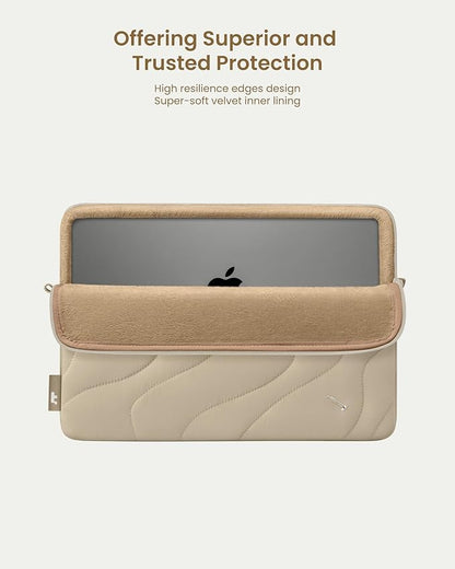 tomtoc 360 Protective Puffy Laptop Sleeve for 16-inch MacBook Pro M4/M3/M2/M1 Pro/Max A3403 A3186 A2991 A2780 A2485 2024-2019, Quilted Design Soft Cute Puffer Bag Laptop Case for Dell XPS 16 Laptop