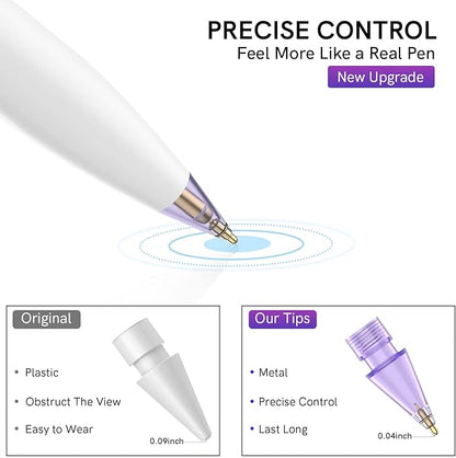 Delidigi 3 Pack Replacement Tips Compatible with Apple Pencil Pro/2nd Generation/1st Gen/USB C, Wear-Resistant iPencil Nibs Accessories Fine Point Precise Control Pen Like Tips