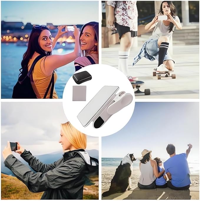 2024 Smartphone Camera Mirror Reflection Clip Kit - New Version: Adjustable Selfie Reflector, Mobile Phone Reflection Clip for All Phones (White+Black)