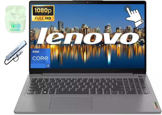 Lenovo 15.6" FHD Touchscreen Business Laptop Computer, Intel 10-Core i7-1255U Processor, 16GB RAM 1TB SSD, FR, Backlit KB, Windows 11 Pro Laptop with PLUSERA Earphones & 8-in-1 Hub Included, Grey