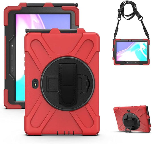 Rantice Case for Samsung Galaxy Tab Active5 Pro 10.1” /Active4 Pro/Active Pro 10.1, Shockproof Drop Protection Case with Stand, Hand Strap & Shoulder Strap for SM-X350/X358/T540/T547/T630/T638, Red