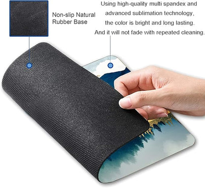 Mountains Landscape Mouse Mat, Waterproof Non Slip Rubber Base Mouse Pad for Office Laptop, 9.5"x7.9"x0.12" Inch