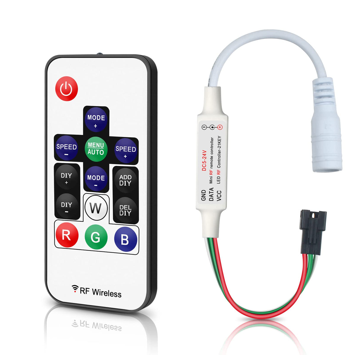 RGBZONE 3-Pin LED Controller, RF Remote for WS2812B/WS2811 Light Strips