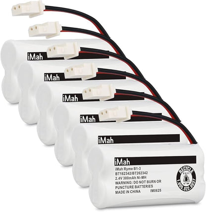 iMah BT162342/BT262342 Cordless Phone Batteries Compatible with VTech CS6409 CS6419 CS6429 CS80100 AT&T CL81101 EL5210 EL52400 Handset Telephone (Pack of 6)