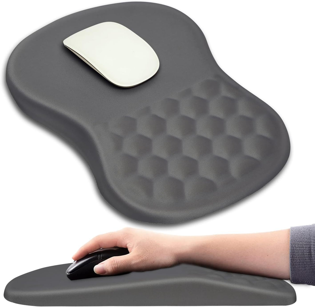Hokafenle Ergonomic Mouse Pad Wrist Support with Massage Design, Wrist Rest Pain Relief Mousepad with Memory Foam&Non-Slip PU Base, Mouse Pads for Wireless Mouse & Desk (12x8 inch,Olive Green)