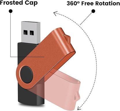EASTBULL Flash Drives Bulk 8GB USB Thumb Drive 50 Pack USB 2.0 Memory Stick Swivel Pen Drive with Lanyard for Storage and Backup (8 GB 50 Colors)