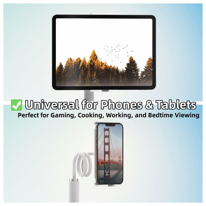 wigmoa K-MT【38.7inch/98cm】 Tablet Phone Holder Table Desk Gooseneck Mount, Mount Holder Clip with Grip Flexible Long Arm Compatible for ipad iPhone/Switch/Samsung Tabs/Kindle Fire HD K-MT (White)