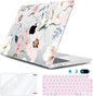 Compatible with MacBook Air 13.6 inch Case 2025 2024 2023 2022 Release M4 A3240 M3 A3113 M2 A2681 with Touch ID, Plastic Hard Shell Case&Keyboard Cover&Screen Film&Webcam Cover, Pink Floral