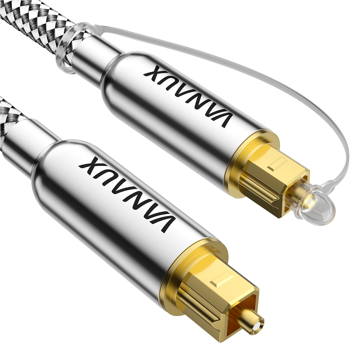 VANAUX 90-Degree Optical Audio Cable 10FT,Premium Fiber Optic Toslink Cable(24K Gold-Plated Connectors,Aluminum Alloy Shell,Braided Jacket)Ideal for Tight Spaces,Home Theater,Soundbars,Gaming Consoles
