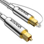 VANAUX 90-Degree Optical Audio Cable 10FT,Premium Fiber Optic Toslink Cable(24K Gold-Plated Connectors,Aluminum Alloy Shell,Braided Jacket)Ideal for Tight Spaces,Home Theater,Soundbars,Gaming Consoles