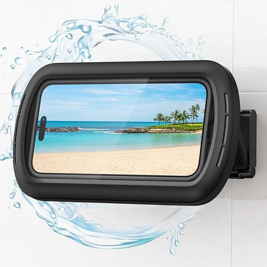 Lamicall Shower Phone Case Holder Waterproof - Bigger Size for More Phone(4"-7"), Shower Bathroom Bath Wall Mount Stand for School College, Cellphone Accessories Gift for iPhone 17 Pro Max, S26 Ultra