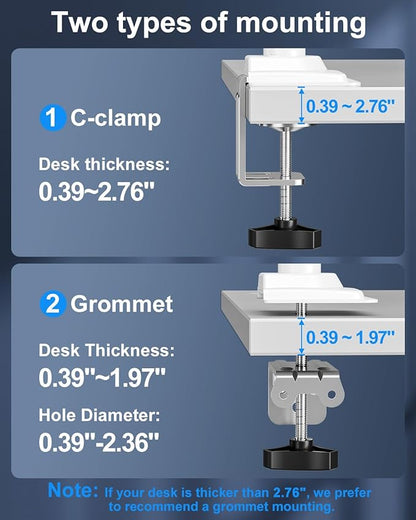 Single Monitor Mount Holds Max 22lbs, 13-32 inch Monitor Desk Mount, Height Adjustable Tall Monitors Arm, Monitors Stand with Tilt Swivel Rotation, VESA 75 100mm, White, Freelift