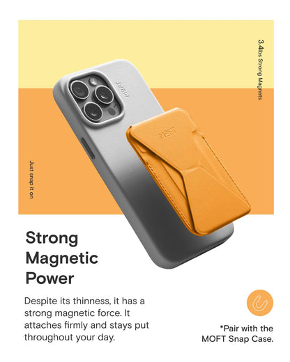 MOFT Magnetic Wallet Stand Compatible with iPhone 17/16/15/14/13/12 Series, Angle Adjustment & Magsafe Compatible MOVAS Phone Stand,Orange