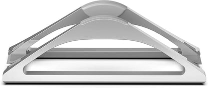 HumanCentric Vertical Laptop Stand for Desks in Silver Color, Upright Adjustable Holder to Dock Apple MacBook, MacBook Pro, and Other Laptops to Organize Work & Home Office, Automatic Grip