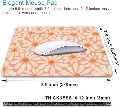 IMAYONDIA Cute Pink Mouse Pad, Daisy Flowers Mouse Pad, Aesthetic Modern Art Mousepad, Abstract Desk Decor, Anti Slip Rubber Base Orange Floral Mice pad for Computer Office Girl, 9.5 x 7.9 Inch