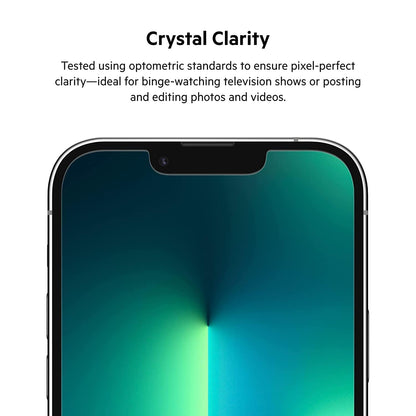 Belkin Privacy Tempered Glass Screen Protector for iPhone 13 and 13 Pro, Treated Surface with Anti-Fingerprint Coating and Bubble Free Application with Included Easy Align Tray