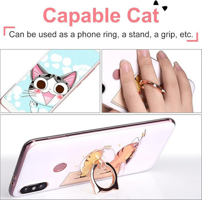 Cat Phone Ring Holder - EI Sonador Clear Cell Phone Ring Holder Transparent Stand Finger Grip (2 Silver Cat)