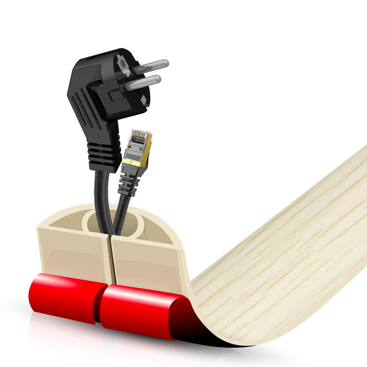 Floor Cord Cover Self Adhesive Cord Hider,3.3FT Cable Management, Extension Strip Protector for Wires, Prevent Cable Trips for Offices, Gyms, Exhibitions Cavity:0.51"(W) x 0.3"(H) Yellow Wood