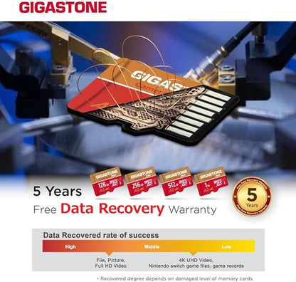 [5-Yrs Free Data Recovery] GIGASTONE 128GB Micro SD Card with USB 3.2 Type C Card Reader, 4K Camera Pro MAX, Speed Up to 120MB/s Compatible with Gopro, DJI, Dash Cam, MicroSDXC UHS-I A2 V30 U3