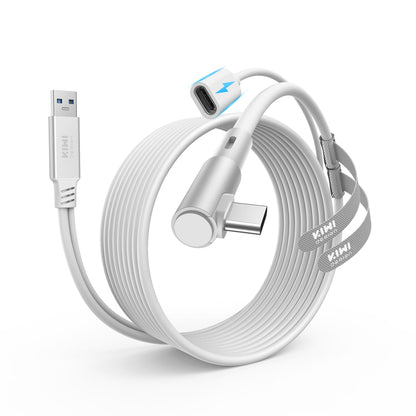 KIWI design Link Cable with Charging 16FT, USB 3.0 to USB C, White