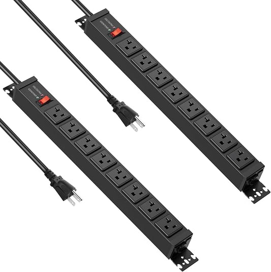 JUNNUJ 12 Gauge 360° Rotating Mountable Power Strip, Black, 15 FT, 2