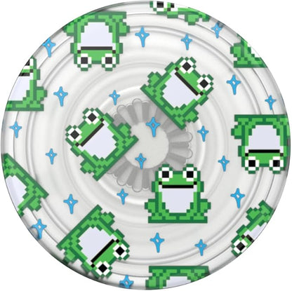 PopSockets Plant- Based Phone Grip with Expanding Kickstand, Adhesive Grip, Eco- Friendly - Translucent 8 Bit Frogs