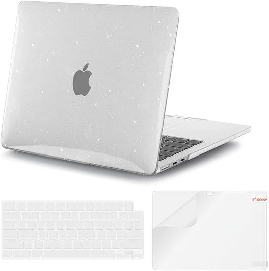 iCasso for MacBook Air 13 inch Case 2025 2024-2022 Release M4 A3240 M3 A3113 A2681 M2 with Liquid Retina Display, Hard Plastic Shell for Mac Air 13.6, Keyboard Cover&Screen Protector, Clear Glitter